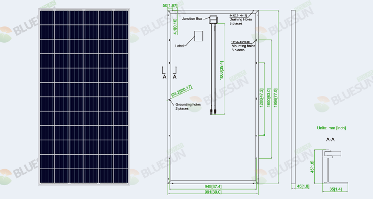 4BB poly solar panel 315w 320w 325w 72 cells series