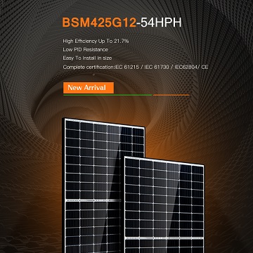 bluesunは21 . 25％の効率で54セル425Wソーラーパネルを発表